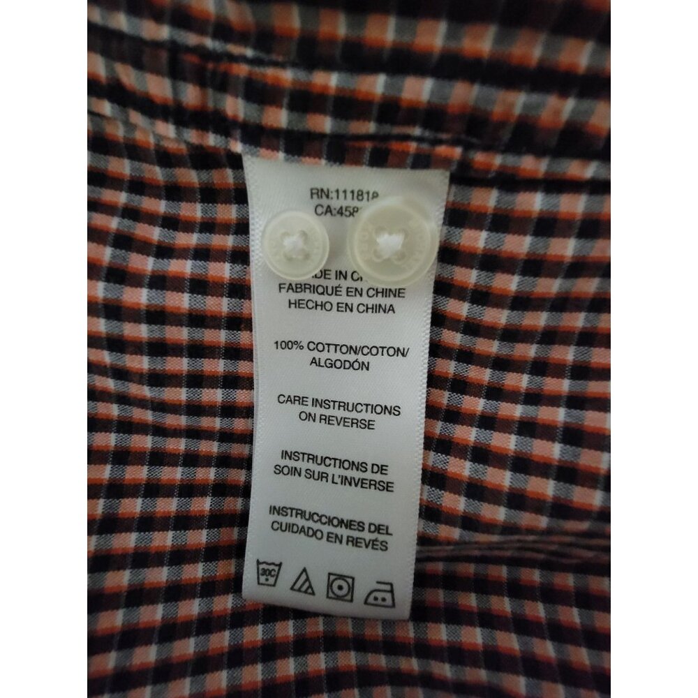 Michael Michael Kors Mens Long Sleeve Button-Down Shirt Orange & Navy Gingham - Picture 5 of 6